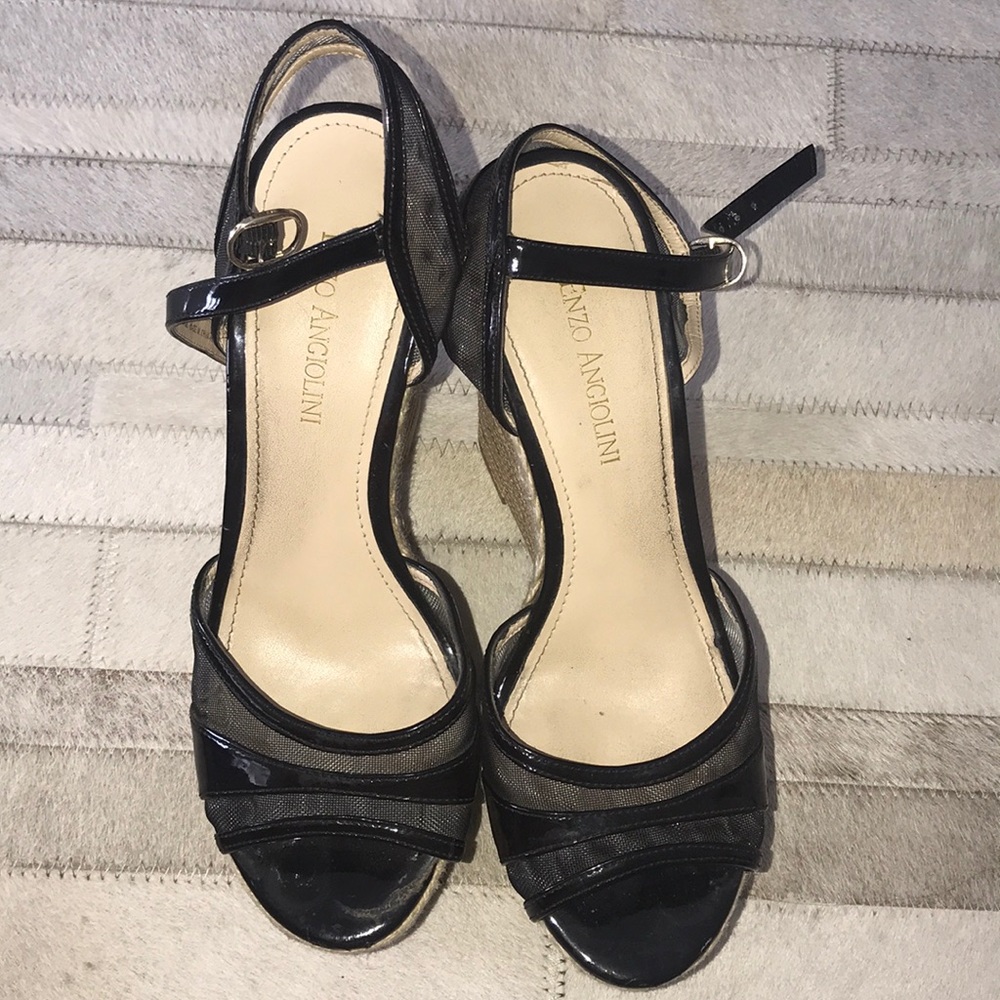 Black Enzo Angiolini Cork Wedges